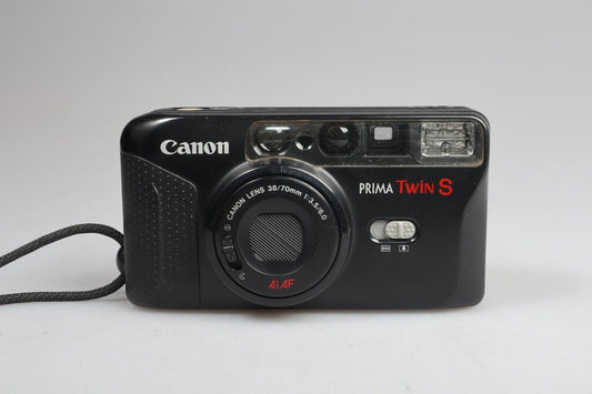 Canon Prima Twin S | Cámara de película de apuntar y disparar de 35 mm | Negro