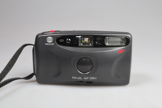 Minolta Riva AF35c | Cámara de película de apuntar y disparar de 35 mm | Negro