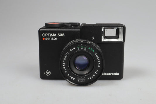 Sensor Agfa Optima 535 | Cámara de película de apuntar y disparar de 35 mm | Negro