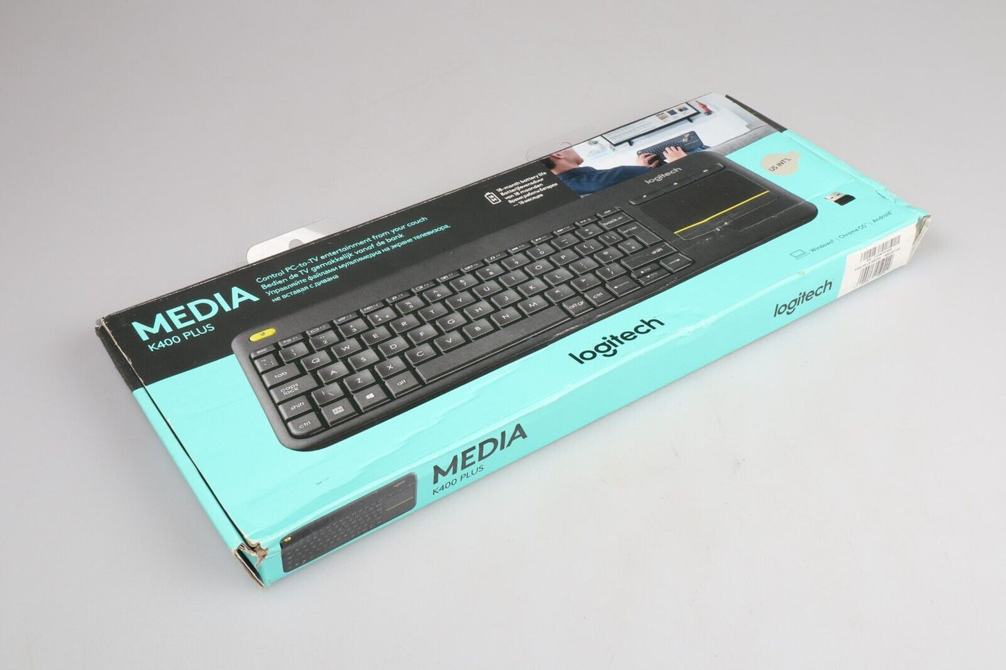 Logitech K400Plus | Tastiera wireless con touchpad | Nero