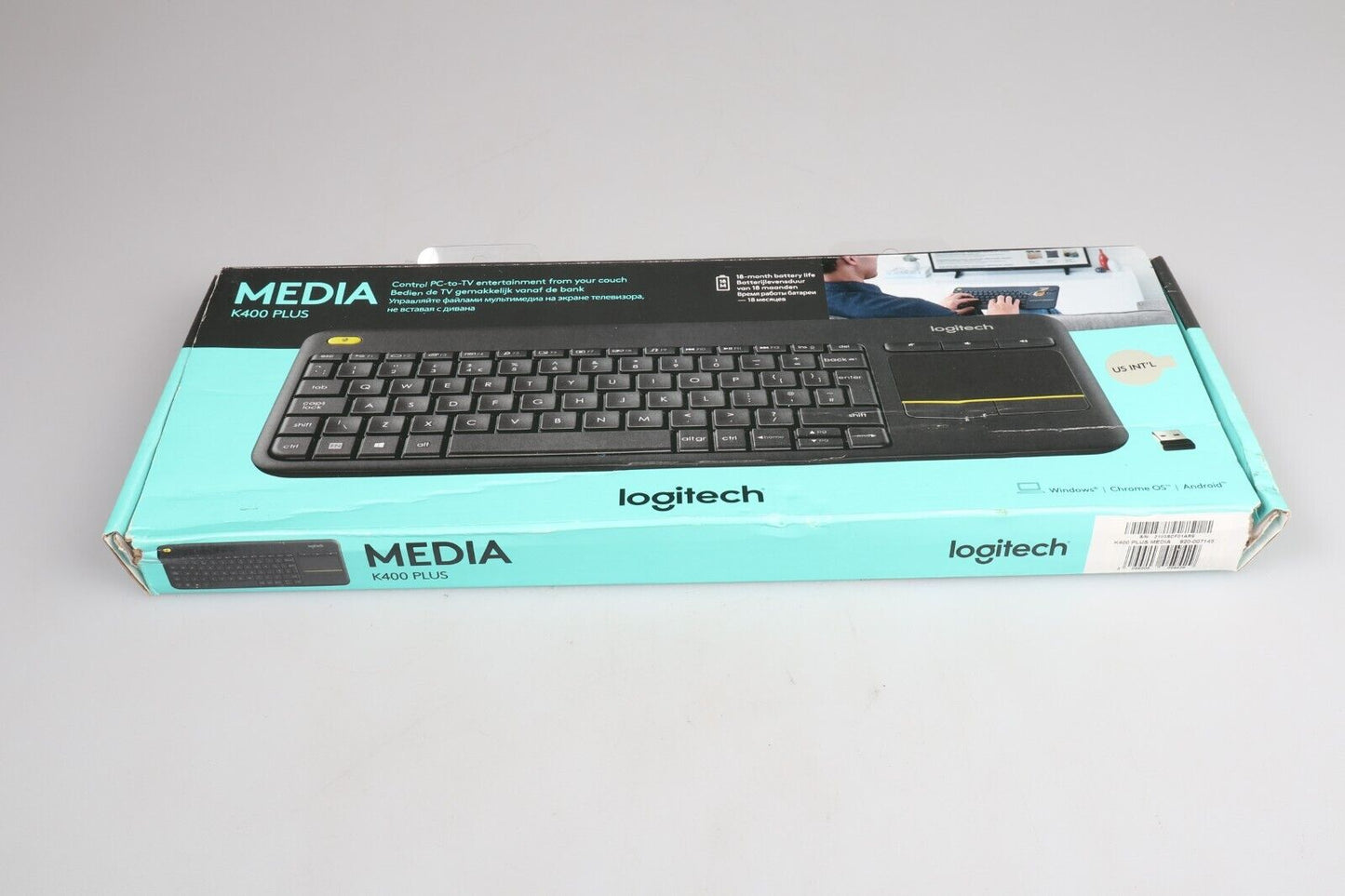 Logitech K400Plus | Tastiera wireless con touchpad | Nero