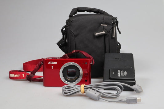 Nikon 1 J1 | Fotocamera di sistema compatta | Solo corpo | Rosso