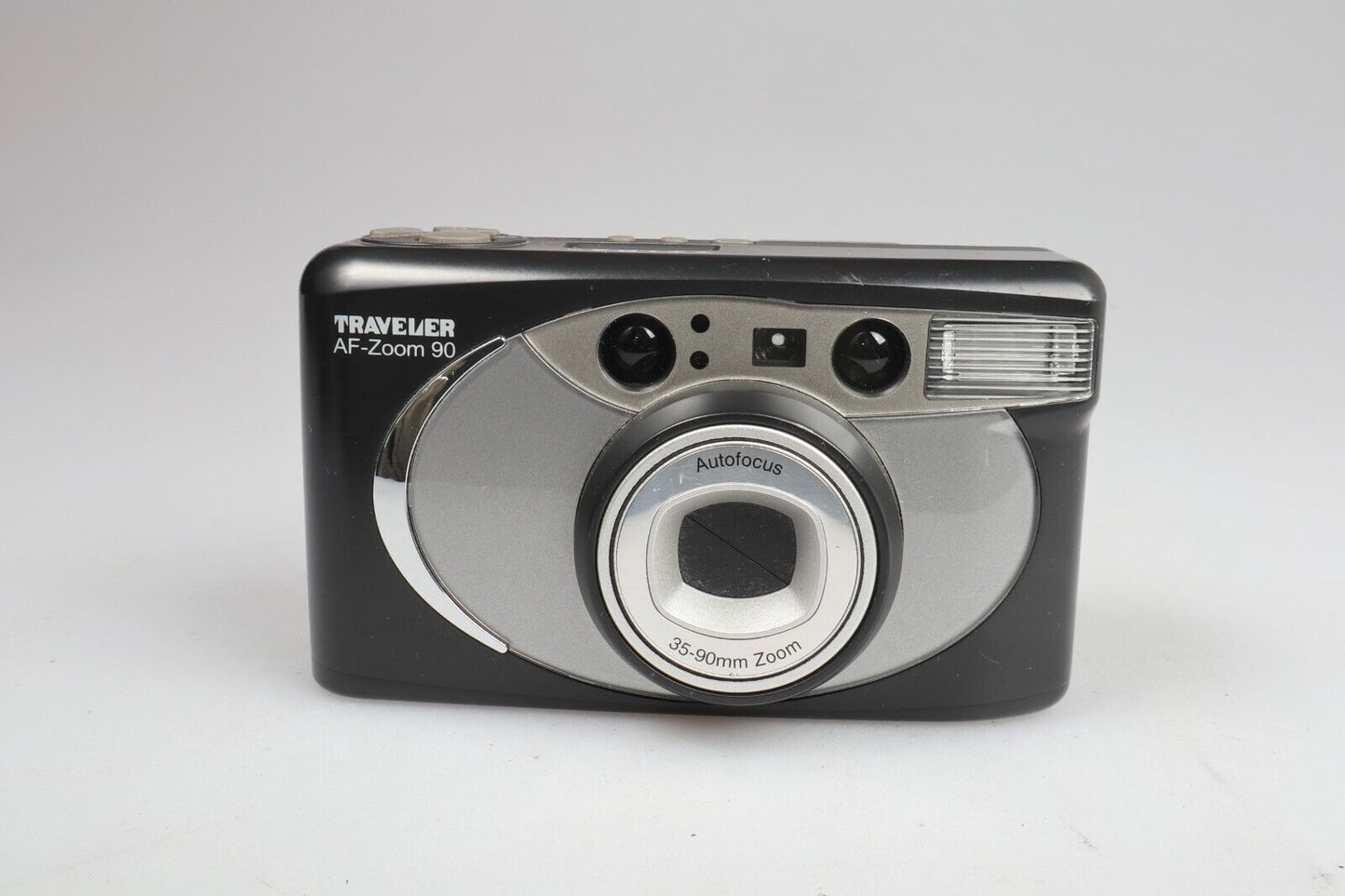 Traveler AF Zoom 90 | 35mm Point & Shoot Film Camera | Black/Silver