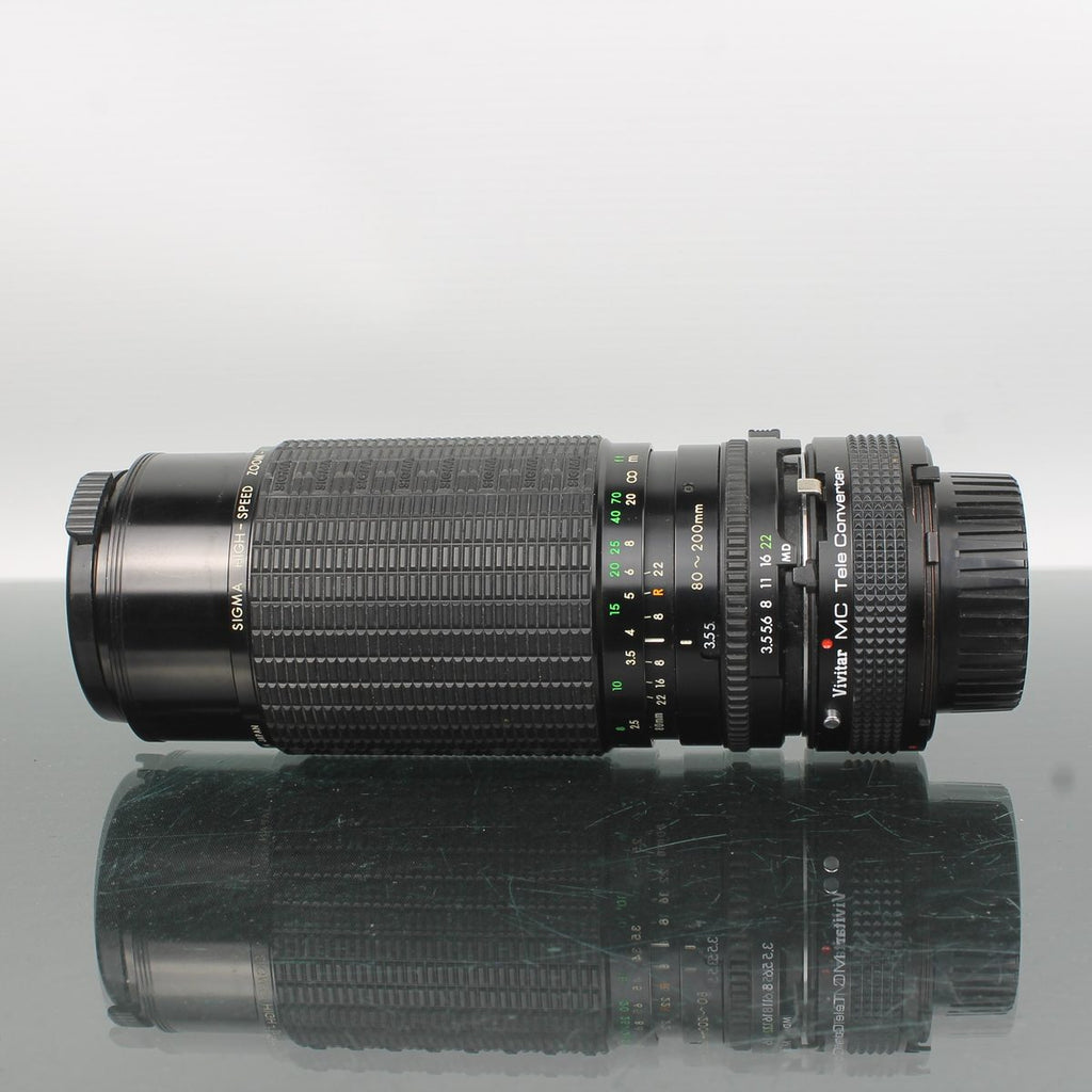 Sigma 1:3.5-4 F=80-200mm + Vivitar MC Tele Converter