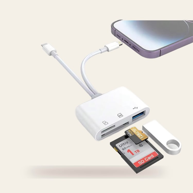 5-in-1 SD Card Reader USB-C & Lightning Dual Connector