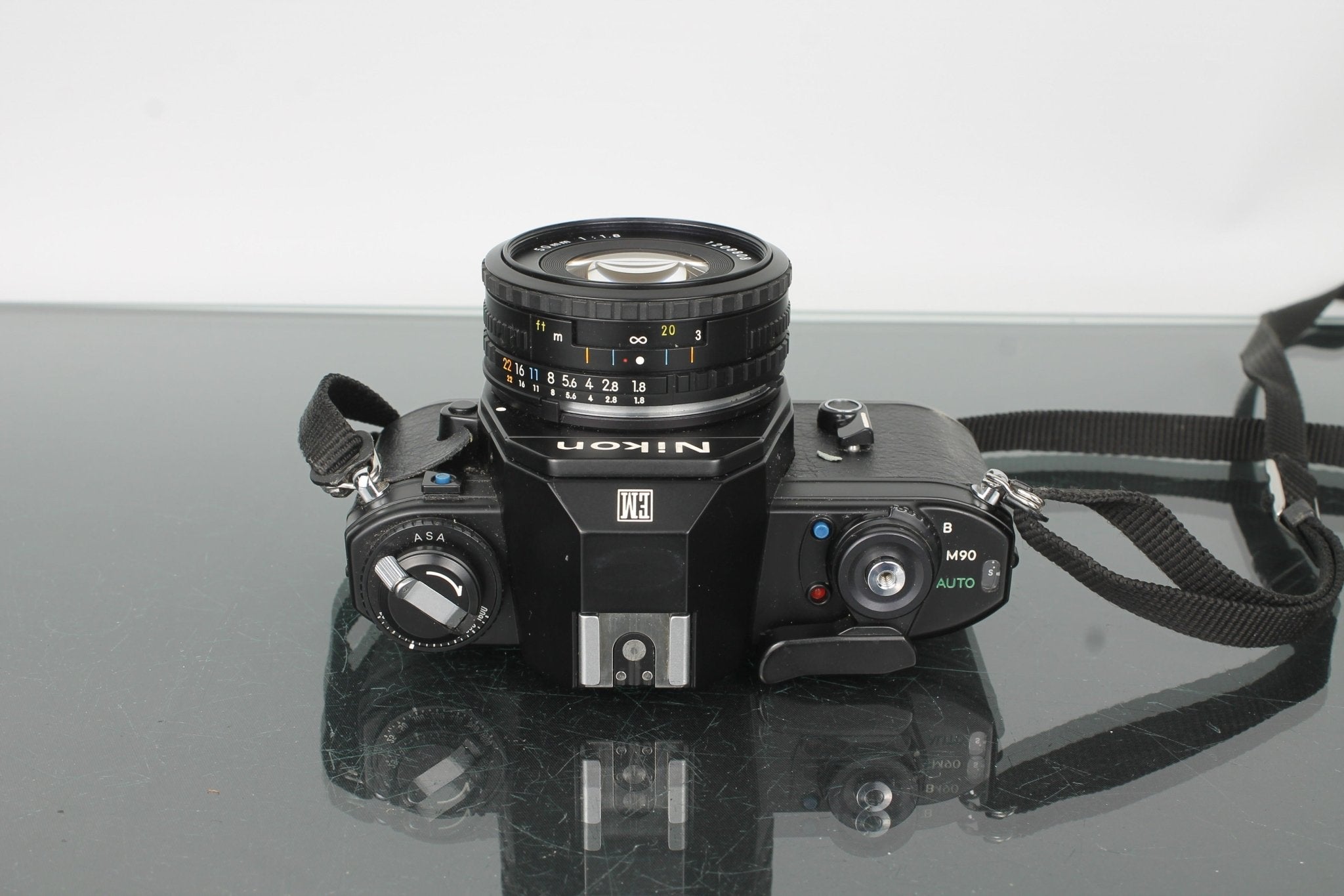 Nikon EM SLR Film Camera with Nikon E Series 50mm f/1.8 Lens