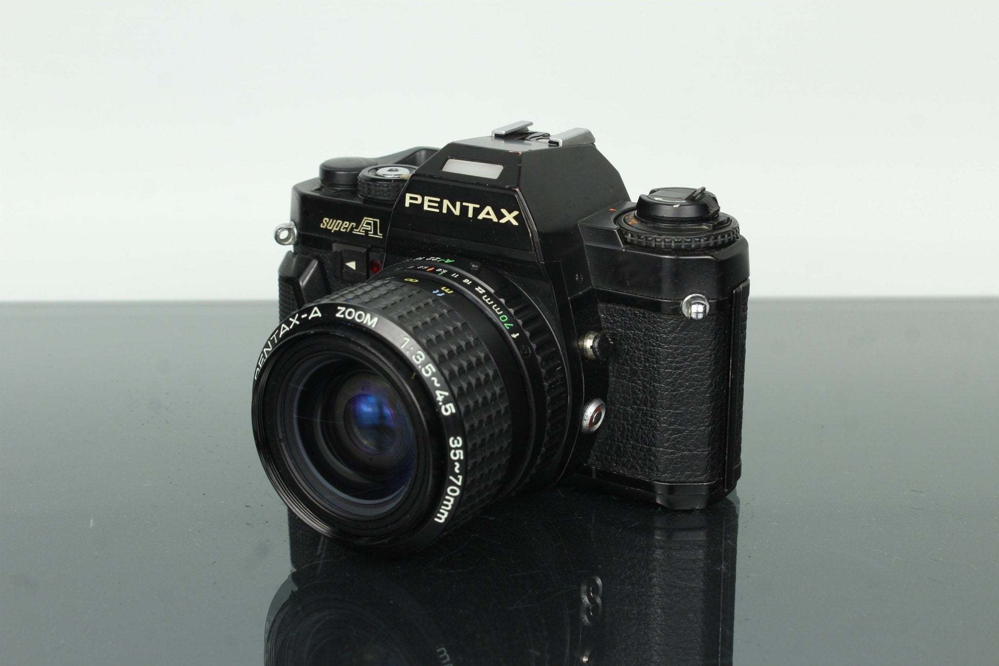 フィルムカメラ pentax super A rikenon p 28~70mm Câmara de Filme SLR Pentax Super A 35mm + Lente Zoom A 35-70mm