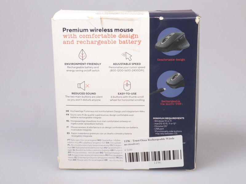 Mouse ergonomico ricaricabile Wireless Trust OZAA - Bluetooth USB A 2.0 -  azzurro ѻ - 24034 - 8713439240344 - Euroffice