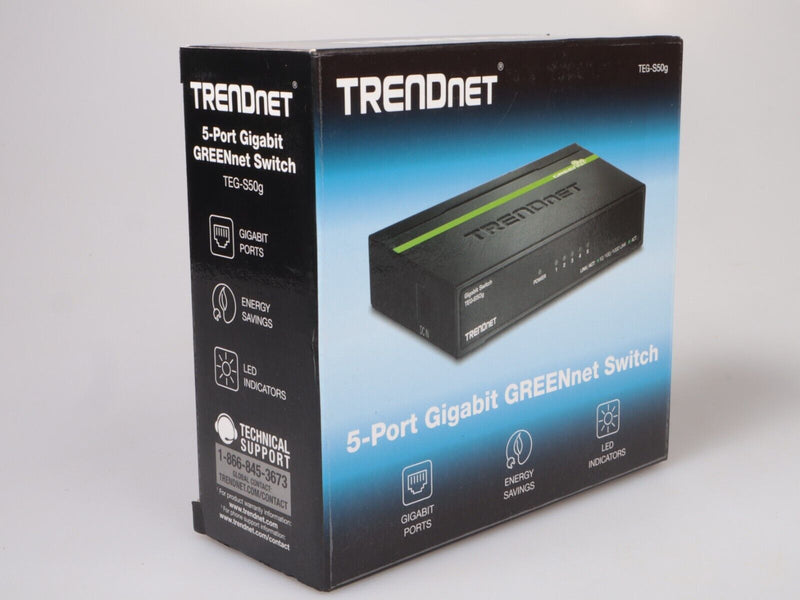 TrendNet 5-Port Gigabit LAN Switch 12v | TEG-S50g GREENnet | Metal Pro | Black