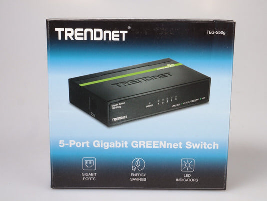 TrendNet 5-Port Gigabit LAN Switch 12v | TEG-S50g GREENnet | Metal Pro | Black