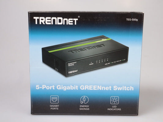 Commutateur LAN Gigabit TrendNet 5 ports 12 V | TEG-S50g VERTnet | Métal Pro | Noir