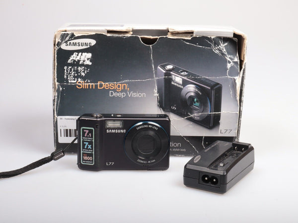 Samsung L Series L77 | Digital Compact Camera | 7.4MP | Black | Boxed