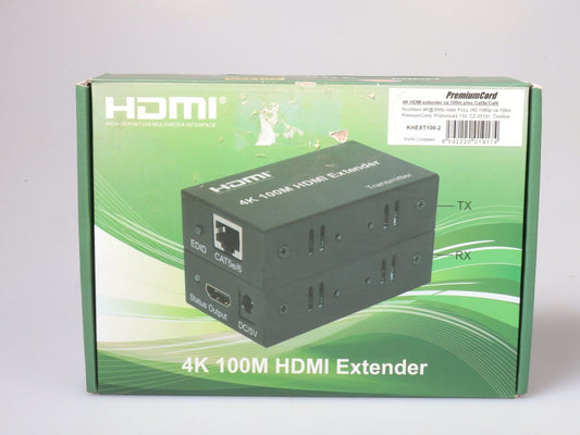 PremiumCord 4K 100M HDMI Extender | 4K 30Hz | Black | NEW