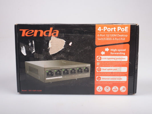 Tenda 4 Port 10/100 Fast Ethernet PoE Desktop Switch With Dual Uplink Ports