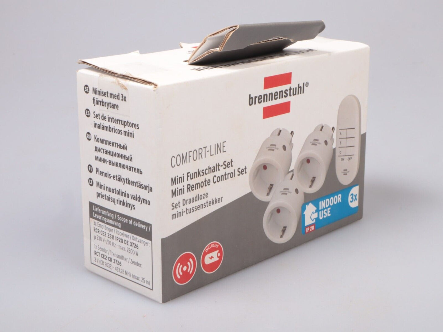Brennenstuhl 3 Comfort-Line mini radio-controlled sockets IP20 white 1507070